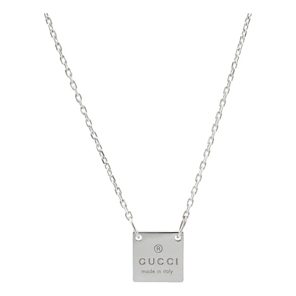 Gucci Jewelry - Gucci Silver Square Pendant Necklace